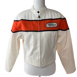 Harley Davidson Women’s White Nylon Riding Jacket Vintage